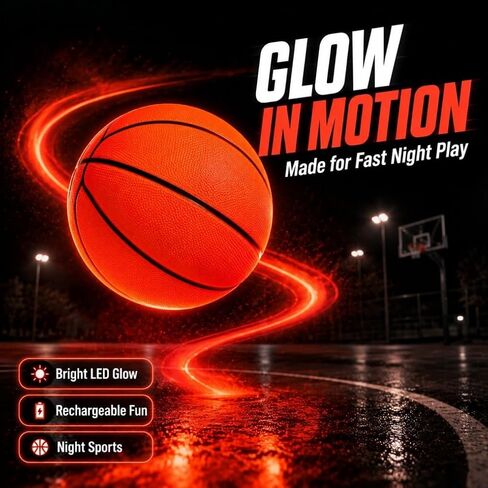 Light Up LED Basketball-7 siez Glow in The Dark Night Ball, Outdoor Garden Play Toy for Summer & Autumn Evening Games, Unique Birthday Holiday Present for Boys Ages 8-15 in Saudi Arabia