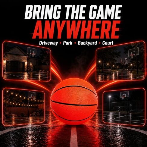 Light Up LED Basketball-7 siez Glow in The Dark Night Ball, Outdoor Garden Play Toy for Summer & Autumn Evening Games, Unique Birthday Holiday Present for Boys Ages 8-15 in Saudi Arabia