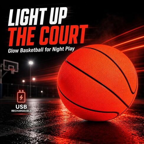 Light Up LED Basketball-7 siez Glow in The Dark Night Ball, Outdoor Garden Play Toy for Summer & Autumn Evening Games, Unique Birthday Holiday Present for Boys Ages 8-15 in Saudi Arabia