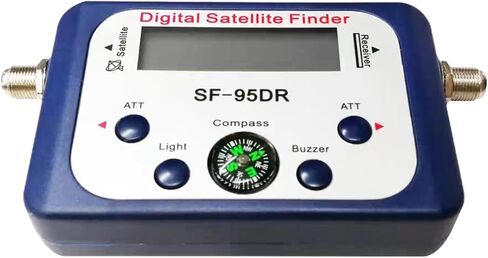 Satellite Finder Meter with Compass, SF-95DR Digital Satellite Finder, Audio Tone, LCD Display, LED Indicator, ATT, No Battery Required, 5.1 x 2.6 x 1.1 in / 130 x 65 x 27 mm in Saudi Arabia