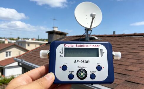 Satellite Finder Meter with Compass, SF-95DR Digital Satellite Finder, Audio Tone, LCD Display, LED Indicator, ATT, No Battery Required, 5.1 x 2.6 x 1.1 in / 130 x 65 x 27 mm in Saudi Arabia