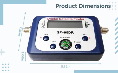 Satellite Finder Meter with Compass, SF-95DR Digital Satellite Finder, Audio Tone, LCD Display, LED Indicator, ATT, No Battery Required, 5.1 x 2.6 x 1.1 in / 130 x 65 x 27 mm in Saudi Arabia