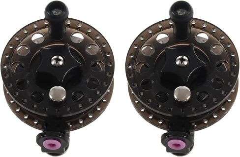 KTELI 2X Plastic Ice Fishing Reels Fly Fishing Tackle Round Wheel Fishing Accessories, Black Transparent in Saudi Arabia