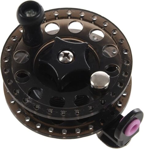 KTELI 2X Plastic Ice Fishing Reels Fly Fishing Tackle Round Wheel Fishing Accessories, Black Transparent in Saudi Arabia
