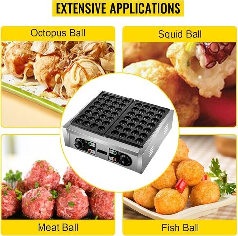 56 Electric Commercial Octopus Fish Ball Takoyaki Maker Double Baking Pan Machine Non Stick Household Grill, in Saudi Arabia