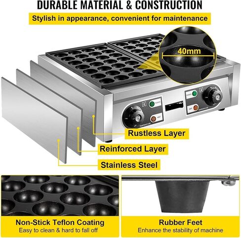 56 Electric Commercial Octopus Fish Ball Takoyaki Maker Double Baking Pan Machine Non Stick Household Grill, in Saudi Arabia