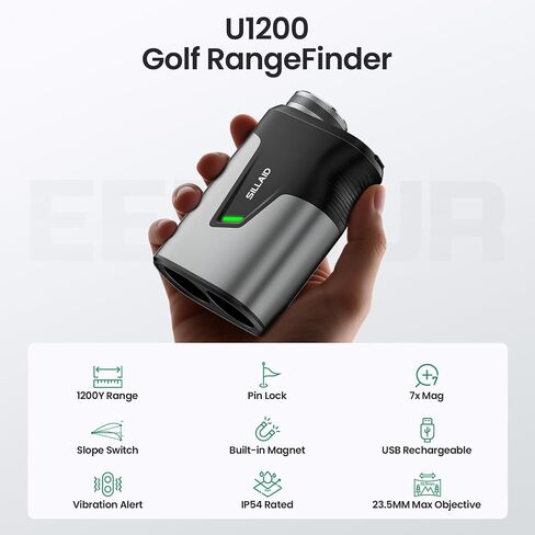 Golf Rangefinder with Slope, 23mm Large Objective Lens Laser Rangefinder, 0.02s Fast Measurement, 7X Magnification, USB-C Rechargeable Golf Range Finders for Golf & Tournament Legal in Saudi Arabia