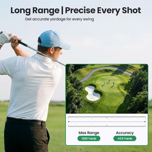 Golf Rangefinder with Slope, 23mm Large Objective Lens Laser Rangefinder, 0.02s Fast Measurement, 7X Magnification, USB-C Rechargeable Golf Range Finders for Golf & Tournament Legal in Saudi Arabia