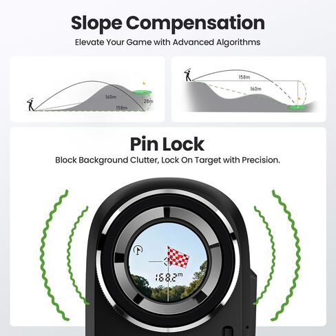 Golf Rangefinder with Slope, 23mm Large Objective Lens Laser Rangefinder, 0.02s Fast Measurement, 7X Magnification, USB-C Rechargeable Golf Range Finders for Golf & Tournament Legal in Saudi Arabia