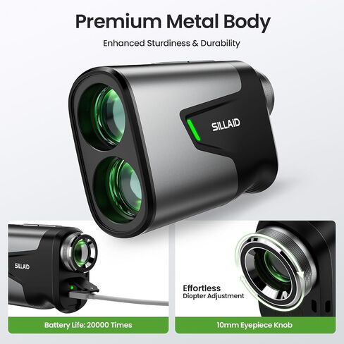 Golf Rangefinder with Slope, 23mm Large Objective Lens Laser Rangefinder, 0.02s Fast Measurement, 7X Magnification, USB-C Rechargeable Golf Range Finders for Golf & Tournament Legal in Saudi Arabia