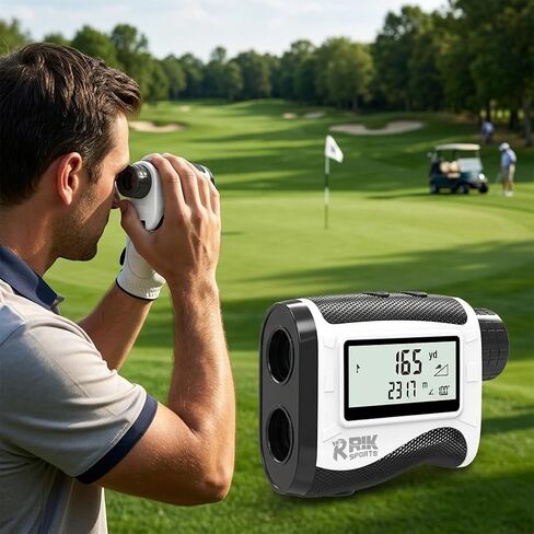 Golf Rangefinder with Slope Switch and LCD Display, 1500 Yard Laser Range Finder, 7X Magnification, Rechargeable Battery, Flag Lock, High Accuracy, IP54 Waterproof for Golf & Hunting. in Saudi Arabia