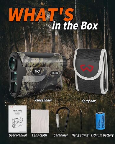 WOSPORTS Hunting Rangefinder, Range Finder for Hunter with Bow Hunting Mode/Distance/Angle/Speed/Scan Multi Functional, 6X Magnification, 1500-Yard in Saudi Arabia
