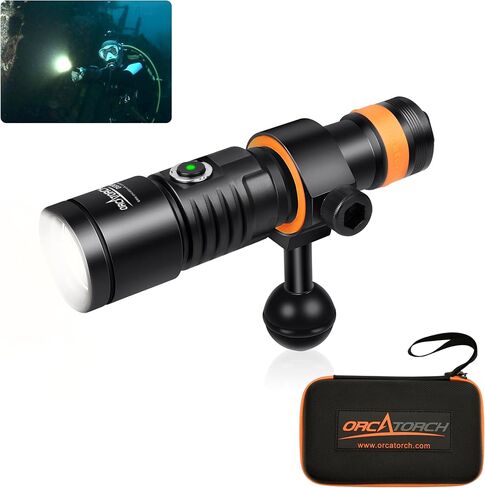 ORCATORCH D530V 1200 Lumen Diving Video Light 120° Super Wide Beam & D530V Aluminum Alloy Video Light Snoot Combo in Kuwait