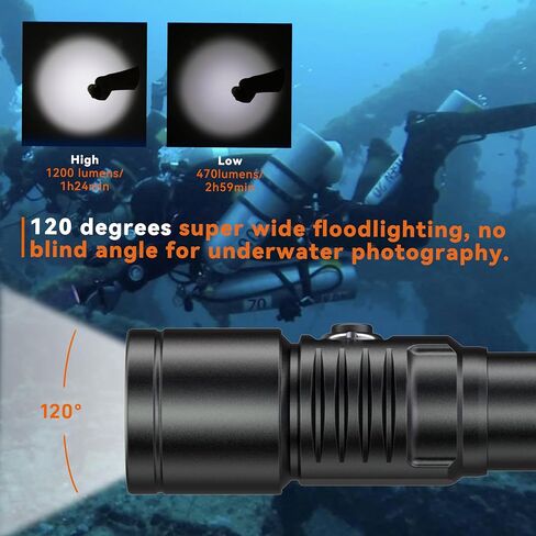 ORCATORCH D530V 1200 Lumen Diving Video Light 120° Super Wide Beam & D530V Aluminum Alloy Video Light Snoot Combo in Kuwait