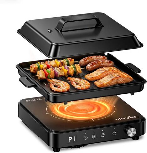 Portable Induction Cooktop with Removable Griddle and Non-Stick Pot in Kuwait