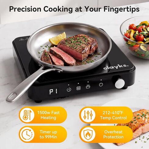 Portable Induction Cooktop with Removable Griddle and Non-Stick Pot in Kuwait