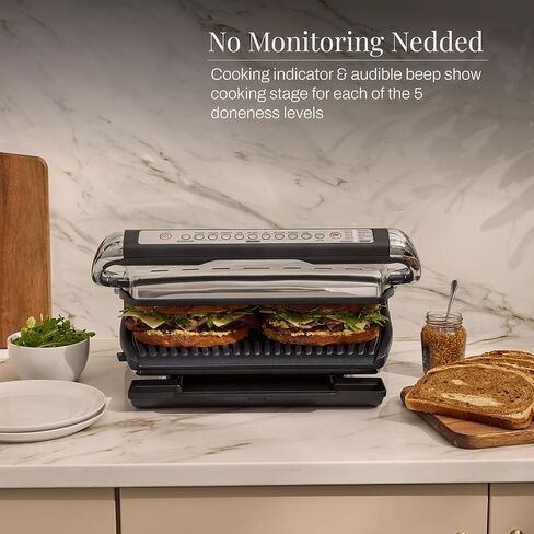 All-Clad Electric Indoor Grill, AutoSense Stainless Steel Panini Grill Press Sandwich Maker, Automatic 1800W Smokeless, Removable Plates, Dishwasher Safe in Kuwait