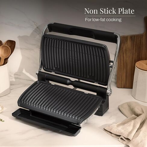All-Clad Electric Indoor Grill, AutoSense Stainless Steel Panini Grill Press Sandwich Maker, Automatic 1800W Smokeless, Removable Plates, Dishwasher Safe in Kuwait