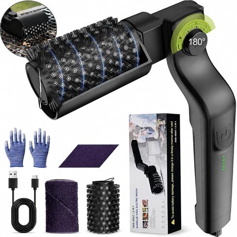 Electric Grill Brush, Cordless Rechargeable BBQ Grill Cleaner with 180° Adjustable Head, Powerful 3-Speed Motor, Stainless Steel Brush Head for Outdoor Grill, BBQ Grates, Gas Grills & Griddles in Kuwait