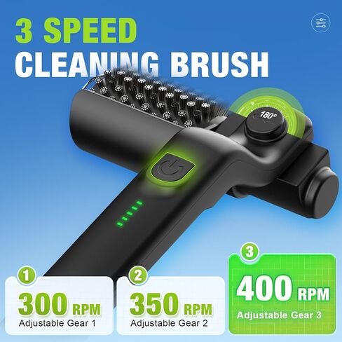 Electric Grill Brush, Cordless Rechargeable BBQ Grill Cleaner with 180° Adjustable Head, Powerful 3-Speed Motor, Stainless Steel Brush Head for Outdoor Grill, BBQ Grates, Gas Grills & Griddles in Kuwait