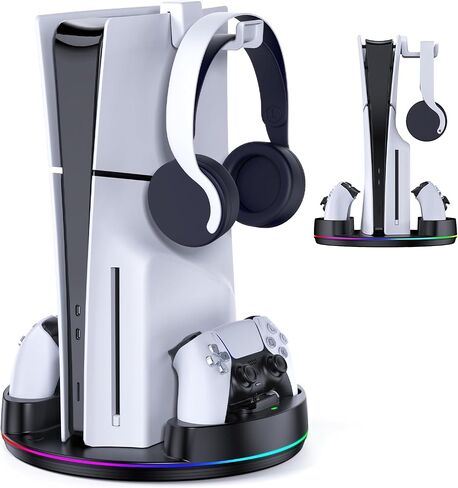 NEWDERY for PS5/Slim/Pro Console Stand with Controller Charger in Saudi Arabia