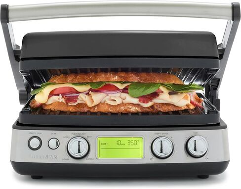 GreenPan Elite 6-in-1 Multi-Function Contact Grill & Griddle, Healthy Ceramic Nonstick Reversible Plates, Adjustable Shade & Shear, Closed Press/Open Flat Surface, PFAS-Free, Graphite in Saudi Arabia