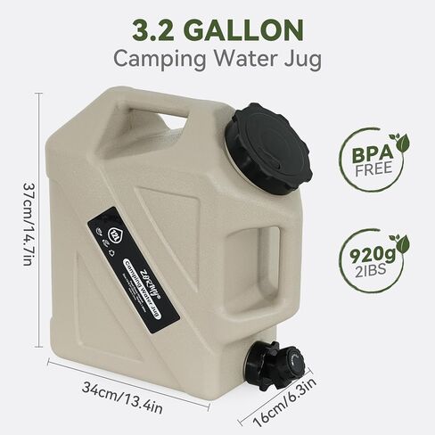 3.2 Gallon Camping Water Container with Spigot,Camping Water Jug,Grey in Saudi Arabia