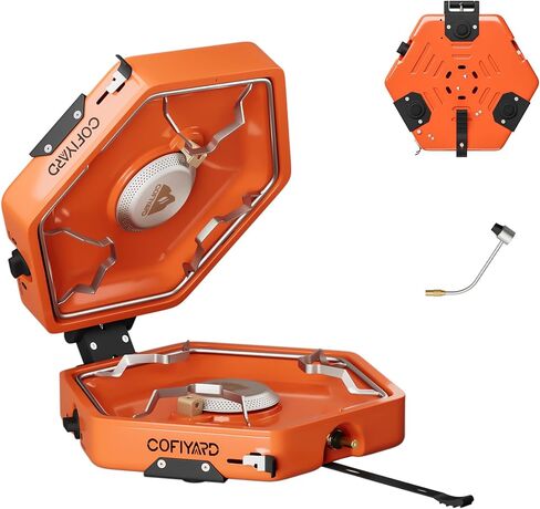 Cofiyard Propane 2-Burner Camping Stove with Carrying Bag and Gas Stove Pressure Regulator, Camping Essentials Folding Camp Stove with Flick-Style Ignition for Backpacking, Outdoor Cooking, Tailgating in Kuwait