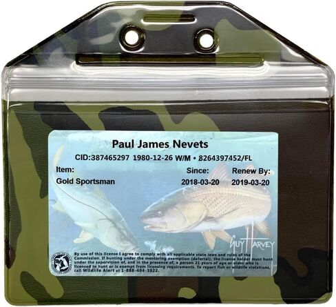 3 Pack - Camouflage, Horizontal, Zipped, Pinned, Hunting License, Fishing License & Tag Holder, Made in USA in Saudi Arabia