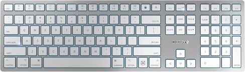 Cherry KW 9100 Slim for MAC, Wireless Mac Keyboard, Bluetooth & 2.4 GHz Connection, Flat Keys, Rechargeable, SX Scissor Switches, QWERTY, Silver/White in Saudi Arabia