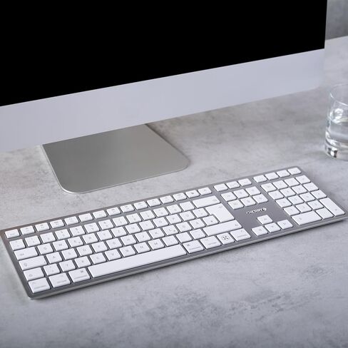 Cherry KW 9100 Slim for MAC, Wireless Mac Keyboard, Bluetooth & 2.4 GHz Connection, Flat Keys, Rechargeable, SX Scissor Switches, QWERTY, Silver/White in Saudi Arabia