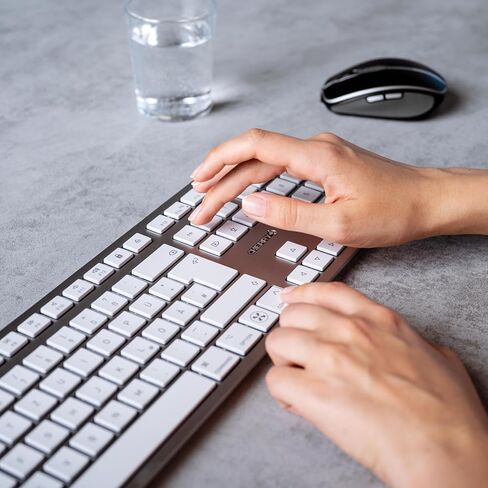 Cherry KW 9100 Slim for MAC, Wireless Mac Keyboard, Bluetooth & 2.4 GHz Connection, Flat Keys, Rechargeable, SX Scissor Switches, QWERTY, Silver/White in Saudi Arabia