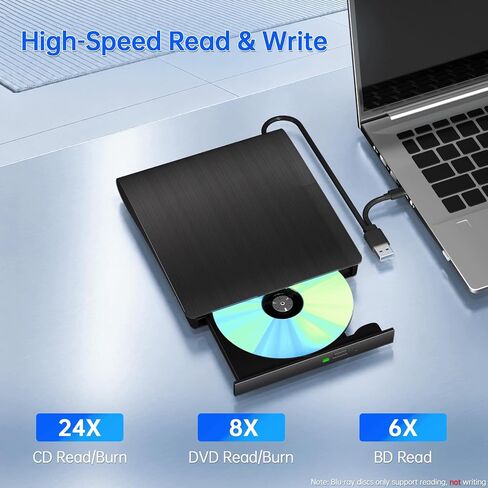 External Blu-Ray Drive USB-A & Type-C DVD CD Reader Writer for Mac Windows in Saudi Arabia