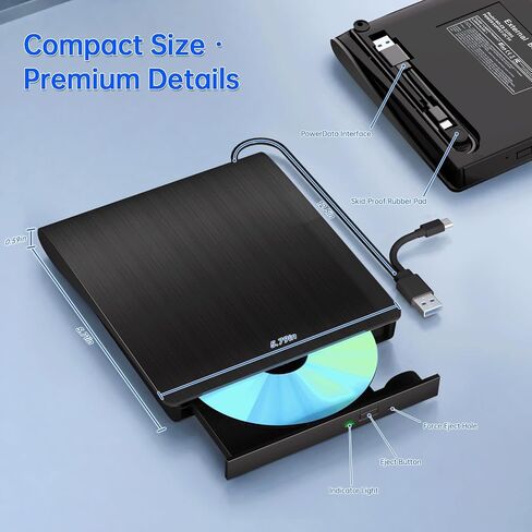 External Blu-Ray Drive USB-A & Type-C DVD CD Reader Writer for Mac Windows in Saudi Arabia