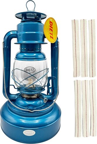Light of Mine - Dietz #2500 Jupiter Blue Oil Lantern Bundle Including 6-Pack of 100% Cotton 7/8" Replacement Wick Strips (#2500, Blue) in Saudi Arabia
