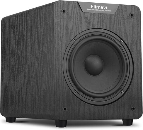 Elimavi 10" Powered Subwoofer Home Audio, 300W DeepBass, Wooden Case,Black in Saudi Arabia