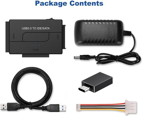 USB 3.0 to SATA IDE Hard Drive Reader, YINNCEEN External Hard Drive Ultra Recovery Converter Universal Hard Drive Adapter Kit for 2.5/3.5 HDD/SSD Hard Drive Disk, Include 12V/2A Power Adapter in Saudi Arabia