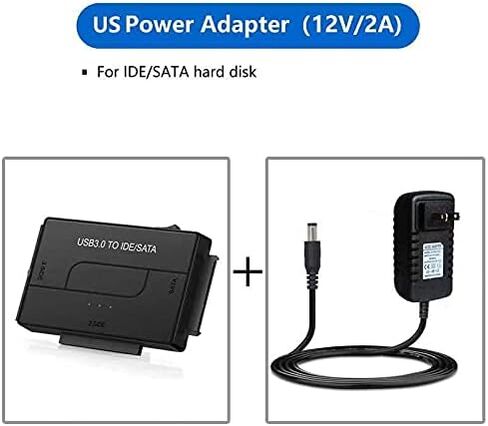 USB 3.0 to SATA IDE Hard Drive Reader, YINNCEEN External Hard Drive Ultra Recovery Converter Universal Hard Drive Adapter Kit for 2.5/3.5 HDD/SSD Hard Drive Disk, Include 12V/2A Power Adapter in Saudi Arabia