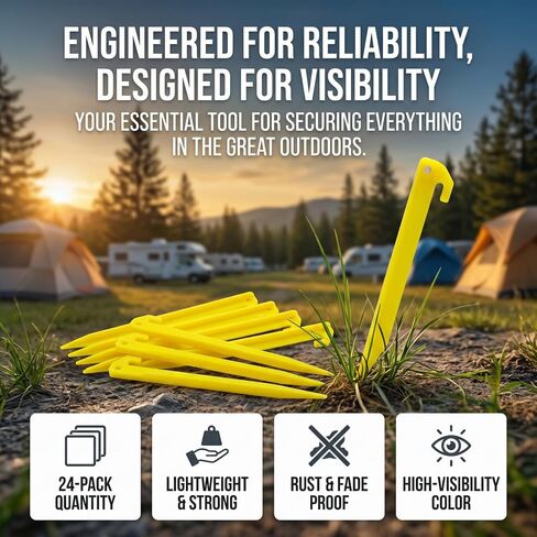 24pcs 9 inches Plastic Tent Pegs Durable Spike Hook Awning Camping Caravan Pegs Accessory,Plastic Tent Stakes Suitable for Outdoor Lawn, Beach,Garden Decoration and Fixation in Saudi Arabia