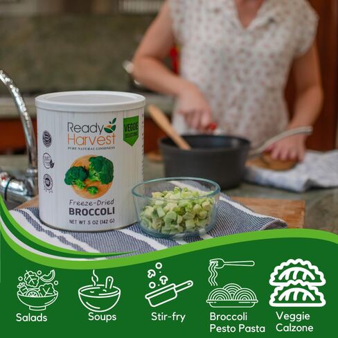 Ready Harvest Freeze Dried Food - Broccoli Florets | Emergency Food | Long-Term Storage | #10 Can | 25-Year Shelf Life | Cans Filled to the Top in Kuwait