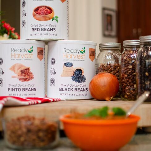 Ready Harvest Emergency Food - Quick-Cook Pinto Beans |Pre-cooked Beans, Just add hot Water | #10 Can | 25-Year Shelf Life | 3 lbs | Cans Filled to the Top in Kuwait