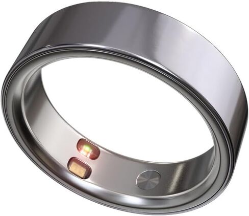 Smart Ring Health Tracker 5ATM Waterproof Sport Ring Exclusive Vibration Alerts Titanium Blood Oxygen/Sleep/Emotional Management Women Cycle Prediction Compatible with iOS/Android Frost Silver 9.5 in Saudi Arabia