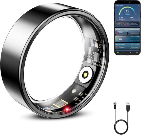 Mirlray Smart Ring for Women & Men, Smart Ring Health Tracker, Blood Oxygen & Heart Rate Monitor, Long Lasting Battery Sleep Ring, Waterproof Fitness Ring (R02C, Rose Gold, 7) in Kuwait