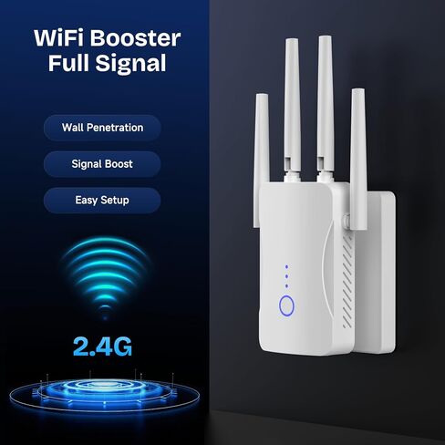 2026 معزز إشارة موسع WiFi 2.4 جيجا هرتز 300 ميجابت في الثانية، معزز WiFi للمنزل يغطي مساحة تصل إلى 10999 قدم مربع. قدم و85+ جهازًا، ومنفذ إيثرنت ونقطة وصول (أبيض) in Kuwait