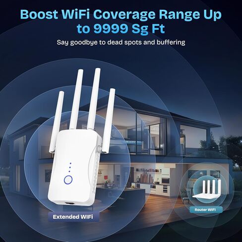 2026 معزز إشارة موسع WiFi 2.4 جيجا هرتز 300 ميجابت في الثانية، معزز WiFi للمنزل يغطي مساحة تصل إلى 10999 قدم مربع. قدم و85+ جهازًا، ومنفذ إيثرنت ونقطة وصول (أبيض) in Kuwait