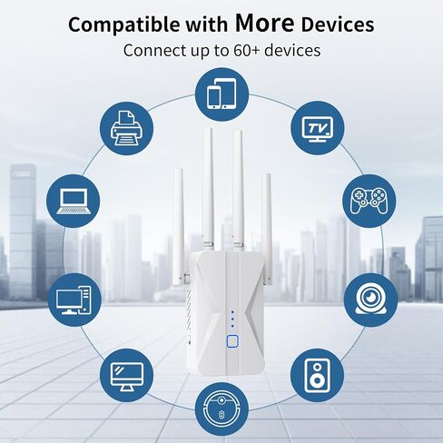 WiFi Extender Signal Booster, 2026 WiFi Extender AC1200Mbps Dual Band (5.8GHz/2.4GHz), WiFi Booster with Ethernet Port for Home Covers up to 10000 Sq.ft, Compatible with More Devices in Saudi Arabia