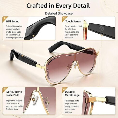 Bluetooth 5.4 Smart Glasses for Women and Men, Open-Ear Audio in Saudi Arabia