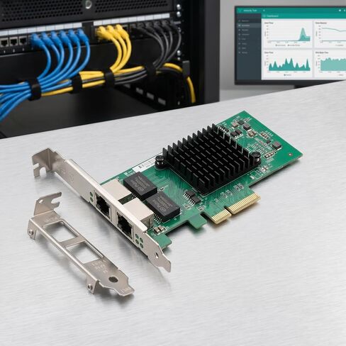 بطاقة واجهة شبكة جيجابت مزدوجة مع شريحة Intel I350، وبطاقة شبكة 1 جيجا بايت مقارنة ببطاقة واجهة الشبكة Intel I350-T2، ومنفذين RJ45، وPCI Express 2.1 X4، وبطاقة إيثرنت ذات ملف تعريف منخفض لنظام التشغيل Windows/Windows Server/Linux in Kuwait