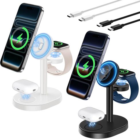قاعدة شحن لاسلكية 3 في 1 من Hevanto 2026 لشاحن Apple MagSafe، حامل شاحن مغناطيسي سريع 15 وات لهاتف iPhone 17 16 15 14 13 12 17e Apple Watch AirPods Series، هدايا للرجال in Kuwait