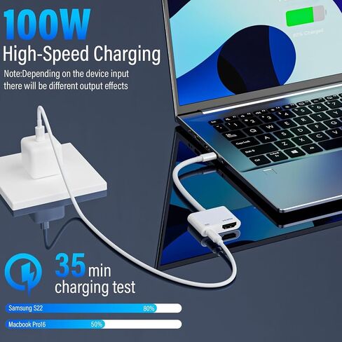 USB C to HDMI Adapter, 4K@60Hz Type C to HDMI with 100W PD Fast Charging Port Video & Audio Sync Screen Converter Digital AV Adapter Compatible with iPhone 17 16/16 Pro/16 Pro Max/15/15 Pro/15 Pro Max in Saudi Arabia